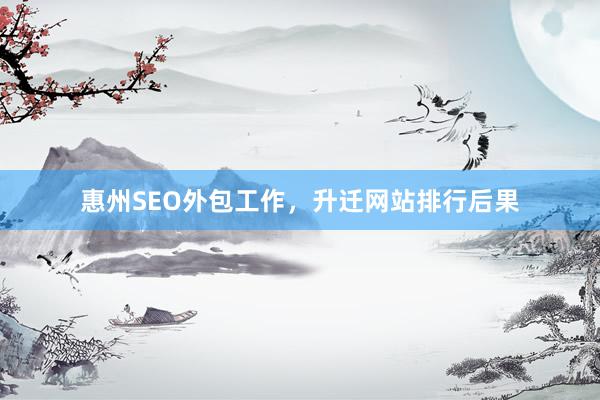 惠州SEO外包工作，升迁网站排行后果